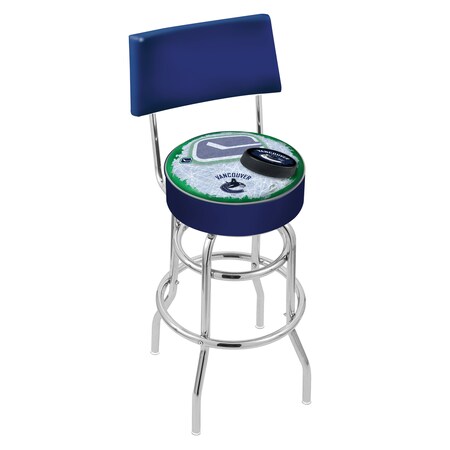 Holland Bar Stool Co 25" Chrome 2-Ring Vancouver Canucks Swivel Bar Stool, Back L7C425VanCan-D2